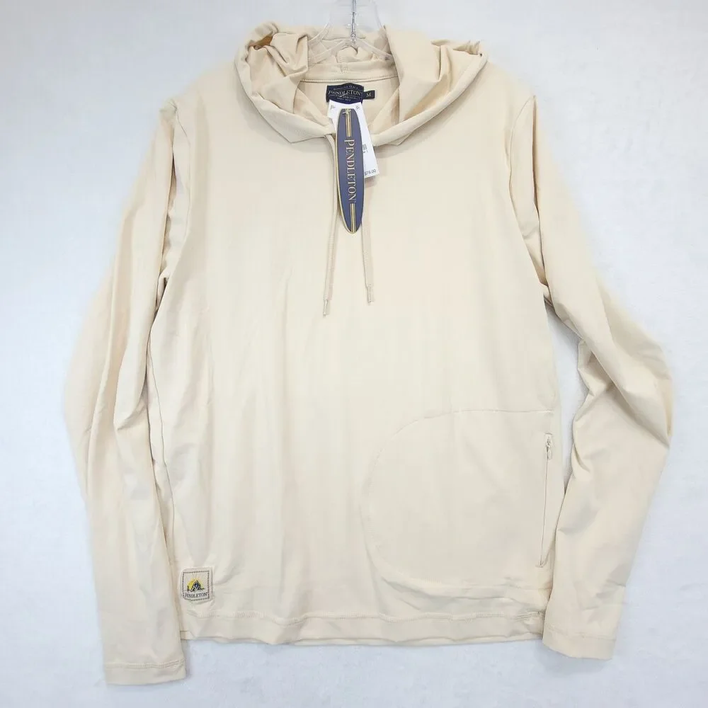 Pendleton Performance Hoodie Men's Medium Beige Sandshell Stretch Surf Rashguard